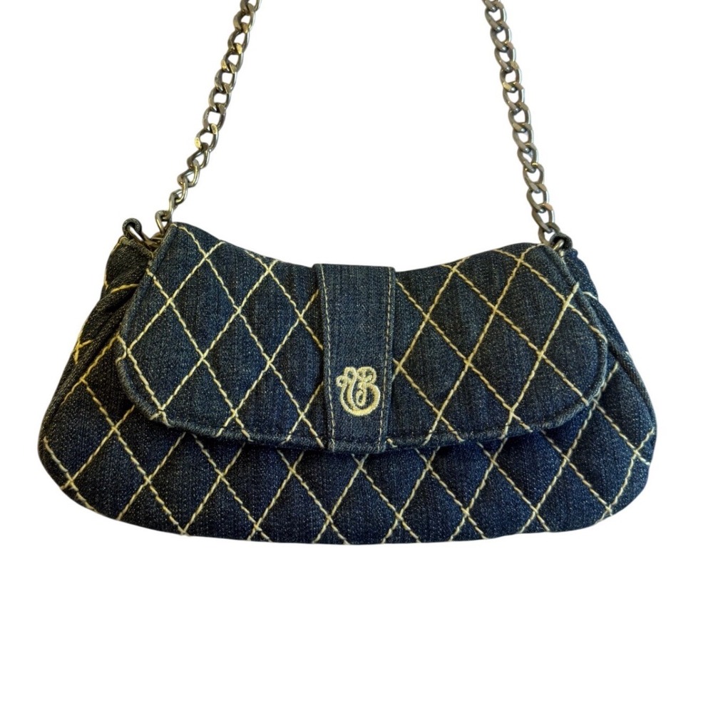 Vera Bradley Denim Quilted Diamond Shoulder Bag Chain Strap Y2K Deadstock 2000s